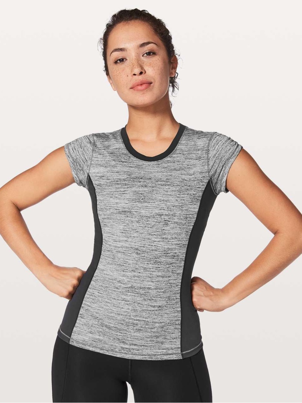 Lululemon Time To Sweat Short
Sleeve 
Space Dye Camo Seal Grey Deep Coal
